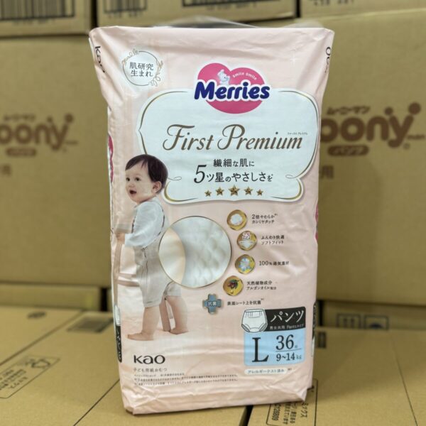 Tрусики MERRIES First Premium L (9-14 кг).